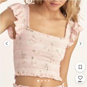 Loveshackfancy Dallen Top in Ballet Pink size Large